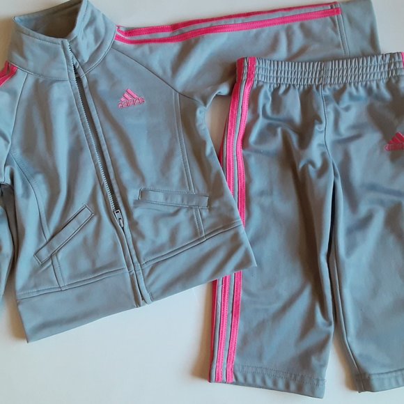 ADIDAS - GIRLS' GRAY JOGGING SUIT - Picture 3 of 4
